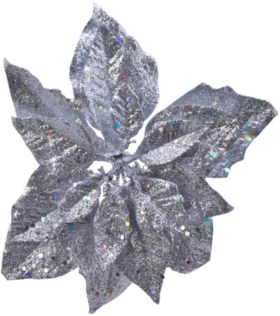 Kerstboomversiering Kerstster - 23 cm - zilver glitter - op clip - ornament - ster