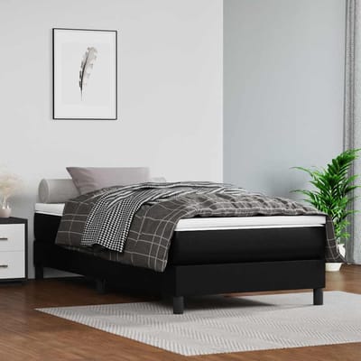 vidaXL - Pocketveringmatras - voor - kinderen - medium - 80x160 - cm - kunstleer - zwart