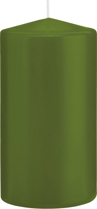 Trend Candles Cilinderkaars/stompkaars - olijfgroen - 8 x 15 cm - 69 branduren - horeca kaarsen