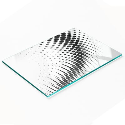 Keukenplank van gehard glas met grafische geometrische figuren, 80x52 cm