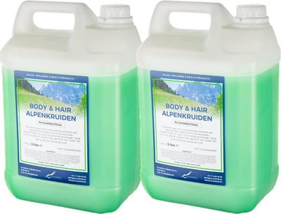 Body & Hair Alpenkruiden - 5 Liter - set van 2 stuks - 2 in 1 voor lichaam en haar.