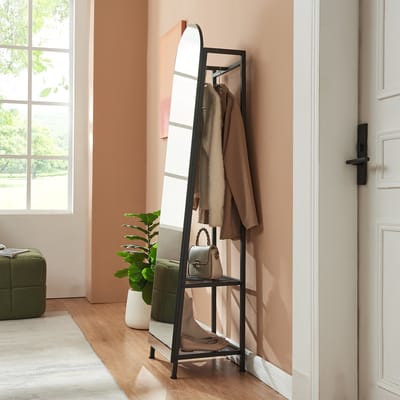 Garderobespiegel Frenraby met kledingrek 165x40x35 cm zwart [en.casa]