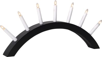 Star Trading 'Aura' houten kaarsenboog, 7 E10 kaarsen, netvoeding, zwart, B 58 cm, H 29 cm