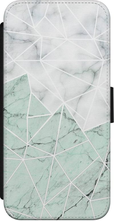 Casimoda® bookcase - Geschikt voor iPhone 8 - Hoesje met pasjeshouder - Marmer Mint Mix - Mint - Kunstleer