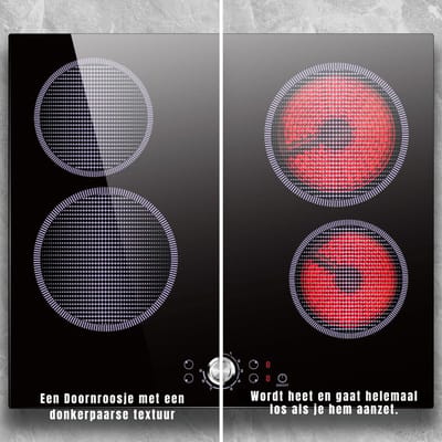 RUX® Elektrische Kookplaat 4 Pits - Elektrische Fornuis - Elektrische Kookplaat Vrijstaand - 4 Kookzones - Kinderslot - Zwart - 52cm x 59cm x 5cm