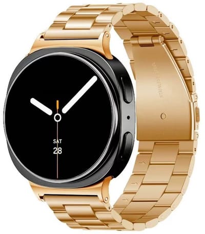 By Qubix - smartwatch bandje - Compatible Samsung bandje - Stalen schakelband - Rosé goud - Geschikt voor Samsung Galaxy Watch 9 (40/44mm) - Watch 8 (40/44mm) - Watch 8 Classic (46mm)