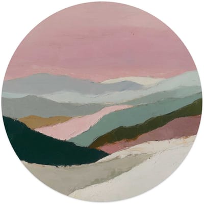 Glasschilderij Bergen in roze wolken I - Ø 50 - Glas - REINDERS