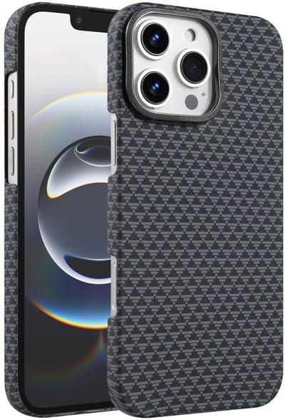 Hoesje Geschikt voor iPhone 16 Pro Hoesje Zwart - Carbon Hoesje Geschikt voor MagSafe iPhone 16 Pro - Shockproof Back Cover