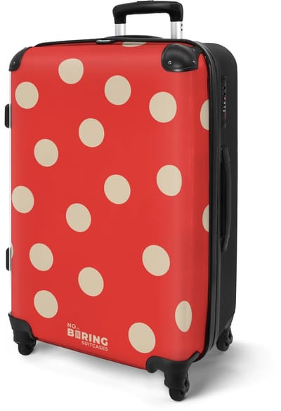 NoBoringSuitcases.com® - Koffer groot - Rolkoffer lichtgewicht - Rood stippen patroon - Vakantie reiskoffer met 4 wielen - Grote trolley XL - Travel suitcase large - 20 kg bagage - Ruimbagage medium met TSA slot