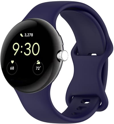 Stravo Siliconen Horlogebandje – Zacht & Sportief – Waterbestendig Bandje – Geschikt voor Google Pixel Watch 4 / Pixel Watch 3 / Pixel Watch 2 – 45mm – Donkerblauw