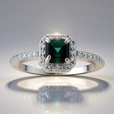 Cavill - Zilveren Ring met 0 665 ct Indigoliet en 0 445 ct Zirkonia - 925 Sterling Zilver Geplateerd Platina - Elegant Achthoekig Braziliaans Geslepen