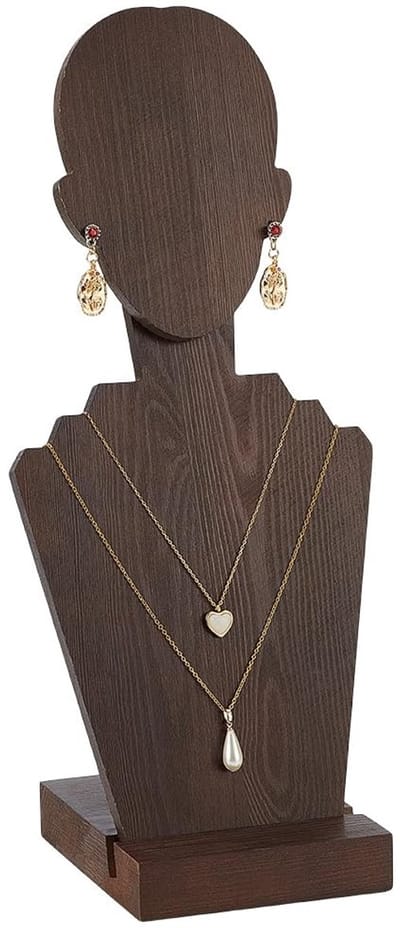 Dailygoods- Sieradenstand Mannequin Design - Houten Sieradenrek - Oorbellenhouder - Ketting Display - Grote Capaciteit - 3 Niveaus - Sieradenhouder
