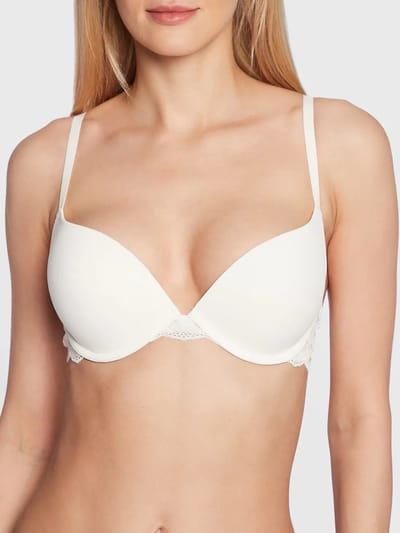 Dorina Push up / Plunge BH met beugel - Rosa - Kanten bh band - 3/4 cup - Decollete Bh - 70C - Wit