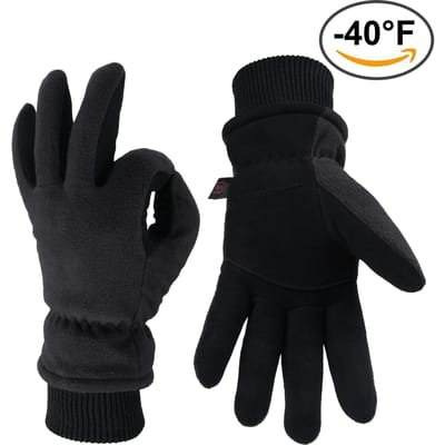Warme Handschoenen Slijtvast Hertenleer Fleece Koudebestendig Lage Temperatuur Winter Outdoor Heren en Dames Fietshandschoenen XL