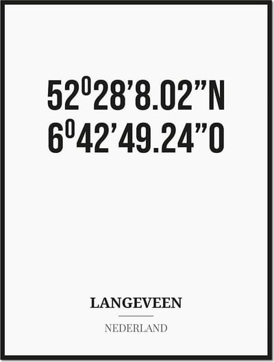 Poster/kaart LANGEVEEN met coördinaten