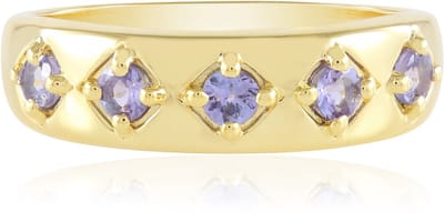 Cavill - Vergulde 925 Sterling Zilveren Ring met 5 Paarse Tanzanieten 0 482 ct - Rondslijpsel - Elegante Tijdloze Ringen voor Dames