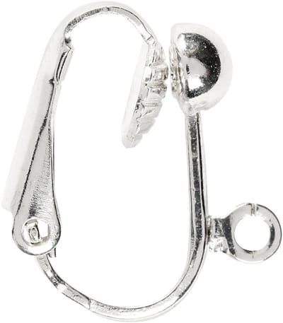 Clip-on oorbellen, L: 16,5 mm, B: 1,5 mm, gatgrootte 1,6 mm, verzilverd, 40 stuk