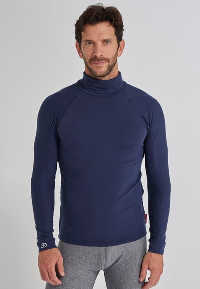 Damart - Heren-T-shirt met col comfort Thermolactyl 4 - Heren - Blauw - (110-117) XL