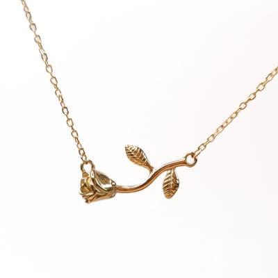 Ava & Imber | Rosula Ketting Goud | 18k PVD Gecoat Stainless Steel Ketting met Roos | Klassieke Damesketting Bloem Rozen
