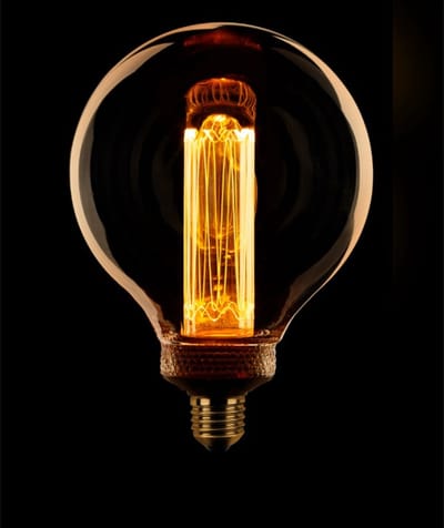 ETH Globe 125mm kooldraad LED 4w E27 240v 1800k 3 stappen dimbaar amber/goud 200L + M.