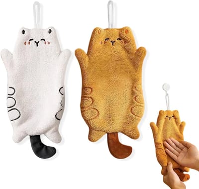Schattige katoenen theedoeken voor keuken en badkamer, absorberend en zacht, 2 stuks, 25x15 cm