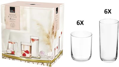 Royal Leerdam | Sense & Style Adaline glazen set - 6x Longdrink 360 ml - 6x Tumbler 350 ml - Perfect voor thuis, restaurants en feestjes | Vaatwasser bestendig
