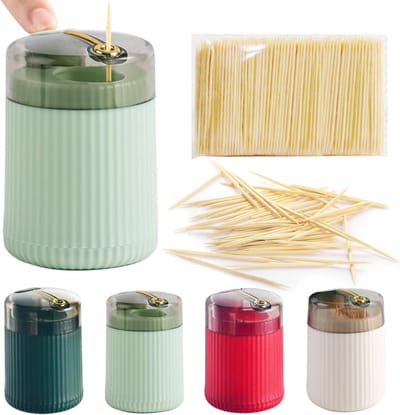 Creatieve Automatische Tandenstokers Dispenser voor Tafelgebruik - 4 Kleuren, Handig en Hygiënisch Accessoire voor Eten