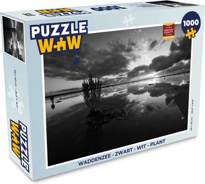 Puzzel Waddenzee - Zwart - Wit - Plant - Legpuzzel - Puzzel 1000 stukjes volwassenen