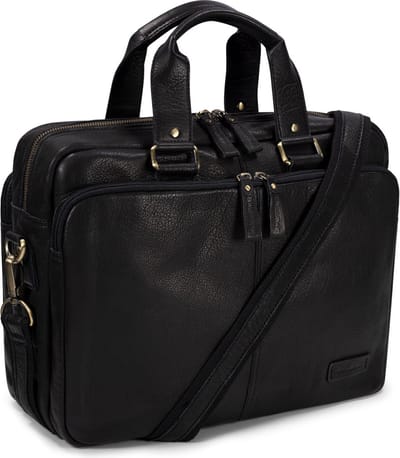 Bag2Bag - Savar - Laptoptas - Leer - Black - Vrouwen - Mannen