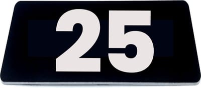 Nummerplaatje 25 - 80 x 50 x 1,6 mm - Zwart/wit - incl. 3M-tape | Nummerbordje - Deur en kamernummer - brievenbusnummers - Gratis verzending - 5 jaar garantie