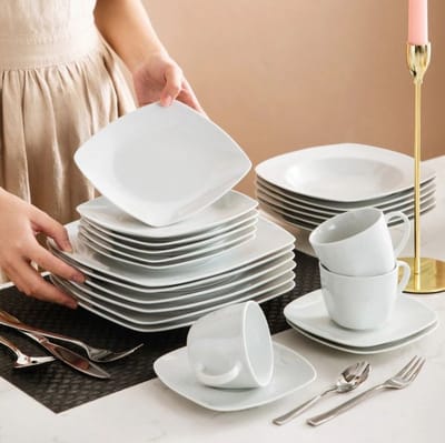 LooMar Serviesset – 30 delig – 6 persoons – Porselein - Luxe - Wit