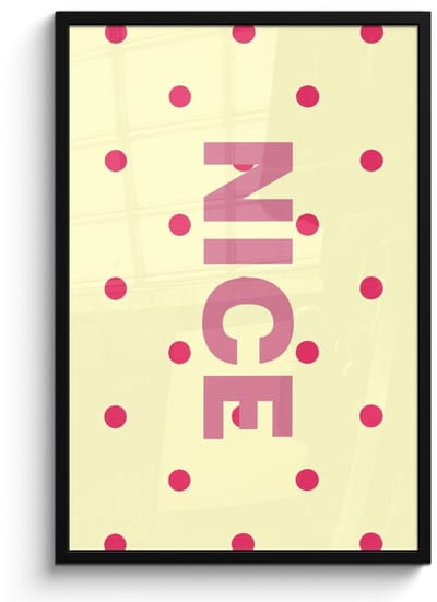 Poster in lijst - Fotolijst 60x90 cm - Posters - Nice - Stippen - Roze - Geel - Posterlijst zwart - Decoratie - Wanddecoratie woonkamer - Muurdecoratie slaapkamer