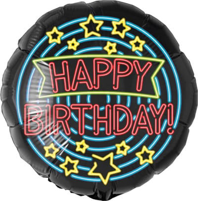 Folieballon - Happy birthday - Neon - 46cm- Zonder vulling