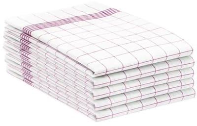 Set van 5 theedoeken en vaatdoeken, 50x70 cm, 100% katoen, roodgeruit