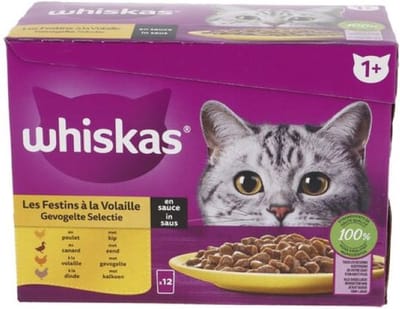 1x Whiskas junior Multipack Gevogelte Selectie in Saus 12 x 85 gr