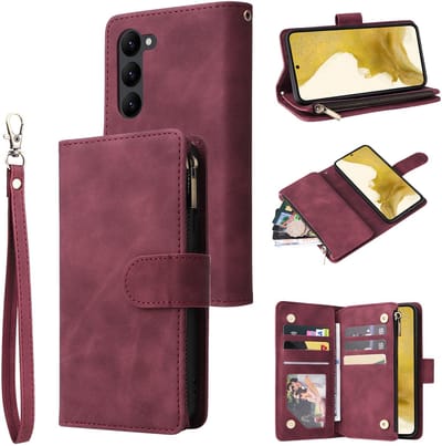 Luxe Telefoonhoesje geschikt voor Samsung Galaxy S25 Plus | Hoogwaardig Leren Bookcase | Lederen Wallet Case | Luxe Uitstraling | Pasjeshouder 6 stuks | Portemonnee | Rits | Rood
