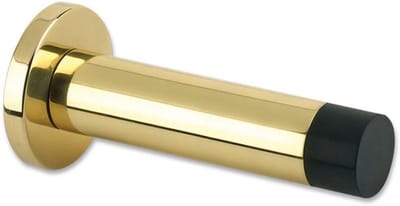 Cilinder Deurstops - Muurbevestiging Deurstopper - Deuren Beschermen - Verborgen Bevestiging - 70mm Projectie - Gepolijst Messing