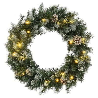 vidaXL - Kerstkrans - met - LED-lampjes - 60 - cm - PVC - groen