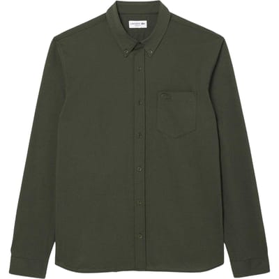 Lacoste Heren Katoenen Jersey Regular Lange Mouwen Shirt (Groen)