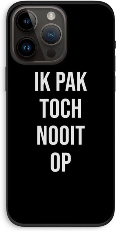 Case Company® - Hoesje geschikt voor iPhone 14 Pro Max hoesje - Ik pak nooit op - Zwart - Biologisch Afbreekbaar Telefoonhoesje - Bescherming alle Kanten en Schermrand