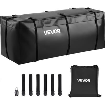 VEVOR Trekhaak Draagtas Gemaakt van Waterdicht 840D PVC (0,453 m³), ​​​​Bagagedrager voor op de laadbak met Verstevigde Riemen voor Auto's, SUV's, Bestelwagens, Zwart