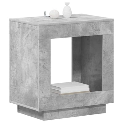 vidaXL - Bijzettafel - Betongrijs - 60 - x - 40 - x - 65 - cm - Bewerkt - hout