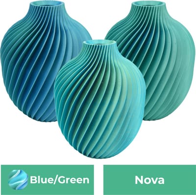Nova moderne vaas – Decoratieve vaas - Blauw / Groen - 3d geprinte vaas – geschikt voor droogbloemen - 20CM