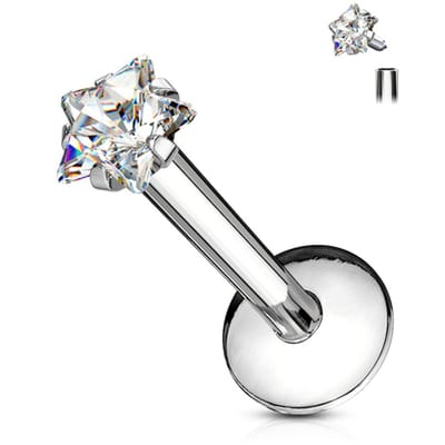 Piercing ster intern schroefdraad 1.2x6x3 - zilver - LMPiercings