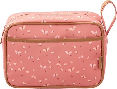 Fresk Toilettas voor Kinderen Meisjes - Met rits & draaglus – Reistas met dubbel vak – Organizer – 24 x 17 x 7 cm - Roze - Butterflies