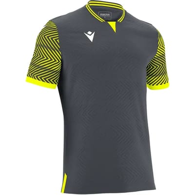 Macron Tureis Shirt Korte Mouw Heren - Antraciet / Fluogeel | Maat: M