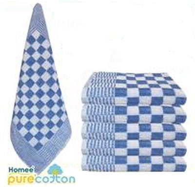 Homéé® keukendoek geblokt 50x50 cm 100% katoen badstof 450g.m² licht blauw-wit set van 6 stuks