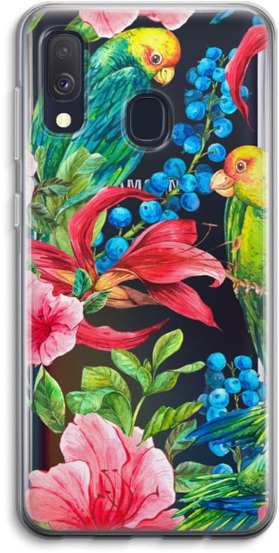 Case Company® - Hoesje geschikt voor Samsung Galaxy A40 hoesje - Papegaaien - Soft Cover Telefoonhoesje - Bescherming aan alle Kanten en Schermrand