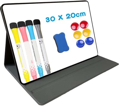 Dailygoods- Magnetisch Whiteboard A4 - Afwasbaar - Opvouwbaar - Draagbaar - Met 4 Whiteboardpennen - 6 Magneten - 30 x 21 cm - Notitiebord