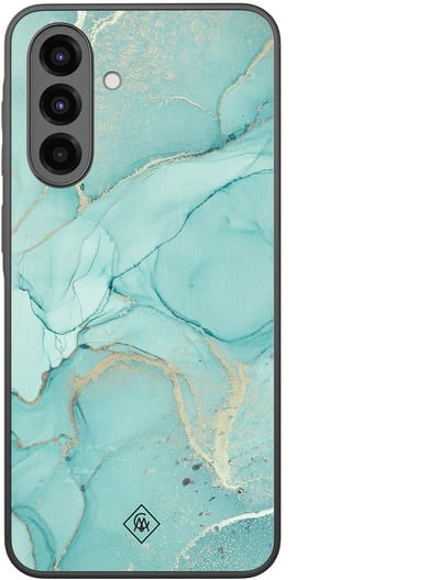 Casimoda® hoesje - Geschikt voor Samsung Galaxy A36 - Marmer mint groen - Zwart TPU Backcover - Marmer - Mint